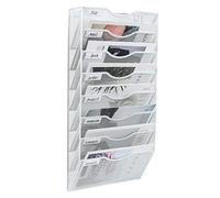 PAG 8-Tier Hanging Wall File Holder Mail Organizer Wall Magazine File Letter Rack,Mesh Metal A4 Wall Mounted Document Holder Paper Storage,White