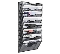 PAG 8-Tier Hanging Wall File Holder Mail Organizer Wall Magazine File Letter Rack,Mesh Metal A4 Wall Mounted Document Holder Paper Storage,Black