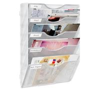 PAG Hanging Wall File Holder, 5 Tier Mail Sorter for Wall, Mesh Office Wall Organizer For Papers/Folders/Files Clipboard & Magazine, White