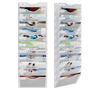 PAG-Mass 12-Tier Wall Magazine File Organizer Hanging,A4 Wall Mounted Document Holder Paper Storage Organiser For Office Home School,White