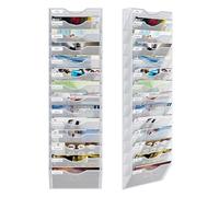 PAG-Mass 14-Tier Wall Magazine File Organizer Hanging,A4 Wall Mounted Document Holder Paper Storage Organiser For Office Home School,White