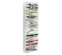 PAG-Mass 16-Tier Wall Magazine File Organizer Hanging,A4 Wall Mounted Document Holder Paper Storage Organiser For Office Home School,White
