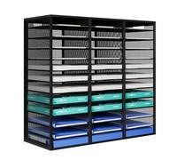 PAG-Mass 36 Compartments Adjustable Office Desk Tidy Organiser Letter Filing Tray,Magazine Holder Paper Storage Organiser Stackable Suitable For Offices/Schools/Homes,Black