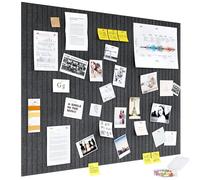 PAG-Mass Felt Bulletin Board Wall Tiles with Removable Adhesive,120×90cm Vision Board Kit for Wall Decorative,Notice Memos Pin Board for Home Office Kitchen,12 Pack-Dark Grey