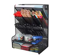 PAG Mesh Metal Office Desk Supplies Organisers With Drawer,MultiFunctional Pen Holder Stationary Organiser for Home Office School,Black