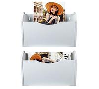 PAG Wooden A4 Hanging Magazine File Organizer,Wall Mounted Document Storage Organizer Perfect for Folders, Files, Mails & Brochure-Mail Organiser for Office Home School,Pack of 2 White