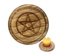 Pagan Altar Tray Decor - Rustic Wooden Jewelry Dish, Sacred Pentacle Symbol | Multipurpose Portable Mystical Spiritual Display Plate For Wiccan Tarot Ceremony Home Aesthetic Practices