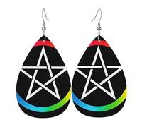 Pagan Elemental Pentagram Five Elem Earrings Fun Leather Earrings Fashion Pendant For Beach Mother'S Day