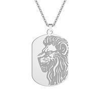 Pagan Lioness Head Pendant Necklace for Men Women Stainless Steel Delicate African Lion Charm Neck Chain Animal Disc Jewelry Gift (S02)