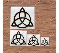 Pagan Triquetra Celtic Trinity Knot Symbol Vinyl Decal Sticker Black Gold Border - 4 Pack Glossy, 5.1cm, 7.6cm, 10.2cm, 15.2cm - for Car Boat Laptop Cup Phone