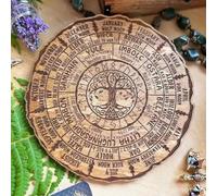 Pagan Wheel of The Year Wood Sign,Wheel Of The Year Wood Sign,Round Wooden Wheel of the Year Ornament,Vintage Tree of Life Calendar,Pagan Witch Sign,Vintage Handmade Celestial Sign