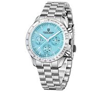 Pagani Design 1701 V3 Men's Chronograph Quartz Dial 40mm VK63 Movement Stainless Steel Mirror Sapphire Watch 100 Metre Water Resistant Sports Watch (White Face Blue-1701)