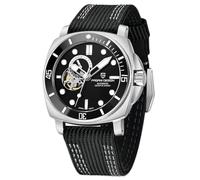 Pagani Design 1736 Automatic Tourbillon Mechanical Watch Japan NH39 Sapphire Crystal Leather Strap 200 Metres Diver Watch Sport Men's Watches(Black)