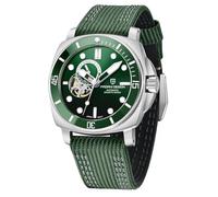 Pagani Design 1736 Automatic Tourbillon Mechanical Watch Japan NH39 Sapphire Crystal Leather Strap 200 Metres Diver Watch Sport Men's Watches(Green)