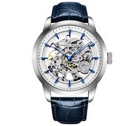 Pagani Design Automatic Mens Watches Skeleton Mechanical Wrist Watch for Men Waterproof Genuine Leather Watchband Luxury Self-Winding Stainless Steel Analog Watch for Men Collection, Blue Silver 1638