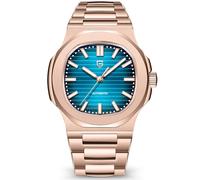 Pagani Design Automatic Watch for Men, Rose Gold 40mm Stainless Steel Minimalist Analog Gift Wristwatch with Synthetic Sapphire Dial Glass,100m Waterproof (PD1728-Rose Gold Blue)