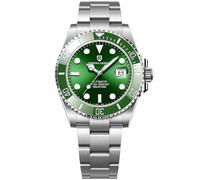 Pagani Design Business Waterproof Analogue Automatic Watch Stainless Steel Automatic Self-Wind Sapphire Glass with Stainless Steel Strap (Silver Green Pagani Design 1639)