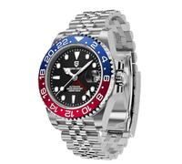 Pagani Design GMT Men's Watch, Luxury Sapphire Glass Mechanical Watches, 40mm Stainless Steel Water Resistant Automatic Watch for Men 1662, Jubilee blue red
