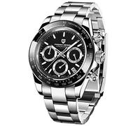 Pagani Design Men’s Watches Full Stainless Steel Analogue Quartz Wrist Watch for Men Luxury Waterproof Dress Wristwatch Date, Steel-Black, Japanese