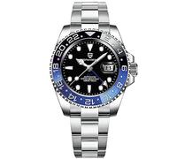 Pagani Design Men's Automatic GMT Stainless Steel Mechanical Watch, Sapphire Glass, Waterproof (Batman Oyster)
