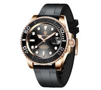 Pagani Design Men's Automatic NH35 Mechanical Watch, Stainless Steel Sapphire Glass, Rotating Bezel, 100m Waterproof, Luminous, Modern Style, Tape Gold Black
