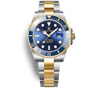 Pagani Design Men's Automatic Watch Business Waterproof Analog Automatic Watch NH35 Ceramic Movement Rotating Bezel Sapphire Crystal 100M Waterproof Stainless Steel Luxury Watches. (Gold Blue)
