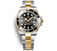 Pagani Design Men's Automatic Watch Business Waterproof Analog Automatic Watch NH35 Ceramic Movement Rotating Bezel Sapphire Crystal 100M Waterproof Stainless Steel Luxury Watches. (Gold-Black)