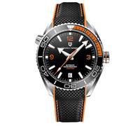 Pagani Design Men's Automatic Watch NH35 Mechanical Ceramic Bezel Stainless Steel 100m Waterproof Diving Sports Bracelet Date Luminous Luxury Watch Rubber Strap (Tape Black Orange)