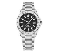 Pagani Design Men's GMT Automatic Watch Mechanical Sapphire Glass Fixed Bezel 100 Meters Waterproof Stainless Steel Luminous Sport Men's Watch(Steel Black-2)
