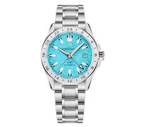 Pagani Design Men's GMT Automatic Watch Mechanical Sapphire Glass Fixed Bezel 100 Meters Waterproof Stainless Steel Luminous Sport Men's Watch(Steel ice Blue-1)