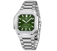 Pagani Design Men's Quartz Watch with Mechanical Second Run,Stainless Steel Waterproof Watch for Business & Sports, Luminous Dial Watches Men(Green)