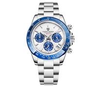 Pagani Design Men's Quartz Watch with Single Chronograph Code, Water-Resistant, Made of Ceramic and Stainless Steel（Blue G）