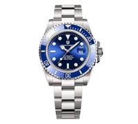 Pagani Design Men's Watch Automatic Watch NH35 Ceramic Bezel Sapphire Glass Analog 100M Waterproof Men's Watch Calendar Diver Watch Stainless Steel Watch(Steel Strap Silver-Blue)