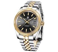 Pagani Design Men's Watch, Japan nh35 Movement, Stainless Steel, Sapphire Crystal Dial, Self-Winding Elite Business Watch, Sporty, Water Resistant to 100 Meters (Gold Black 1645)