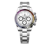 Pagani Design Men's Watch Sapphire Crystal Chronograph Stainless Steel Waterproof Luminous Watch Japanese Movement Men's Quartz Watch Watch for Men(Colorful White 1644)