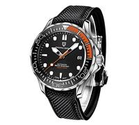 Pagani Design Mens Watch Waterproof Luminous Stainless Steel Japan Movement Synthetic Sapphire Crystal Curved Mirror with A Rotating Ceramic Bezel Watch (Black RED Pagani Design 1667)