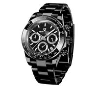 Pagani Design PD-1644 Quartz Men's Watch, Date, Sapphire Lens, 316L Stainless Steel, Ceramic Bezel, VK63 Movement, Water Resistant Watch, Men's Sport Waterproof Chronograph Watch, All Black 1644-LP