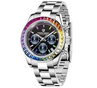 Pagani Design PD-1644 Quartz Men's Watch, Date, Sapphire Lens, 316L Stainless Steel, Ceramic Bezel, VK63 Movement, Water Resistant Watch, Men's Sport Waterproof Chronograph Watch, Colored Diamonds