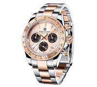 Pagani Design PD-1644 Quartz Men's Watch, Date, Sapphire Lens, 316L Stainless Steel, Ceramic Bezel, VK63 Movement, Water Resistant Watch, Men's Sport Waterproof Chronograph Watch, Gold 1644-LP