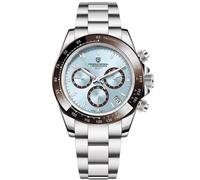 Pagani Design PD-1644 Quartz Men's Watch, Date, Sapphire Lens, 316L Stainless Steel, Ceramic Bezel, VK63 Movement, Water Resistant Watch, Men's Sport Waterproof Chronograph Watch, Sky Blue 1644-LP
