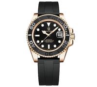 Pagani Design PD-1651 Men's Automatic Mechanical Stainless Steel Wrist Watch Japanese NH35 Movement 100M Waterproof Synthetic Sapphire Glass Ceramic Bezel (Gold Black Rubber PD-1651)