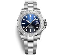 Pagani Design PD-1651 Men's Watches Automatic Mechanical Stainless Steel Wrist Watch for Men Japanese NH35 Movement 100M Waterproof Synthetic Sapphire Glass Ceramic Bezel (Grey Blue Oyster PD-1651)