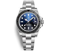 Pagani Design PD-1651 Men's Watches Automatic Mechanical Stainless Steel Wrist Watch for Men Japanese NH35 Movement 100M Waterproof Synthetic Sapphire Glass Ceramic Bezel (Black Blue Oyster PD-1651)