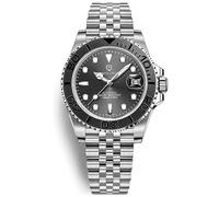 Pagani Design PD-1651 Men's Watches Automatic Mechanical Stainless Steel Wrist Watch for Men Japanese NH35 Movement 100M Waterproof Synthetic Sapphire Glass Ceramic Bezel (Black Jubilee PD-1651)