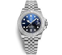 Pagani Design PD-1651 Men's Watches Automatic Mechanical Stainless Steel Wrist Watch for Men Japanese NH35 Movement 100M Waterproof Synthetic Sapphire Glass Ceramic Bezel (Grey Blue Jubilee PD-1651)