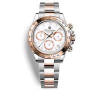 Pagani Design PD1644 Men’s Quartz Chronograph Watch VK63 Movement, Sapphire Crystal, Rainbow Bezel, Stainless Steel, 100M Water Resistant Sports Wristwatch, PD-1644-Rose Gold-Y