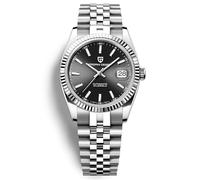 Pagani Design PD1645 Men's Watch 42MM Men's Automatic Watch Japan NH35 A Automatic Movement 100M Water Resistant, Stainless Steel, Sapphire Mirror, Sport Business Watch (Silver Black)