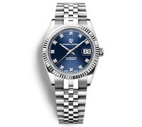 Pagani Design PD1645 Men's Watch 42MM Men's Automatic Watch Japan NH35 A Automatic Movement 100M Water Resistant, Stainless Steel, Sapphire Mirror, Sport Business Watch (Blue Gemstones)