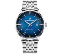 Pagani Design PD2770 Fashion Men's Automatic Mechanical Watch Stainless Steel Waterproof Leather Strap Simple Business Sports Wristwatches (Blue-Steel)