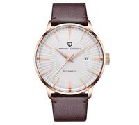 Pagani Design PD2770 Fashion Men's Automatic Mechanical Watch Stainless Steel Waterproof Leather Strap Simple Business Sports Wristwatches (White-Leather)